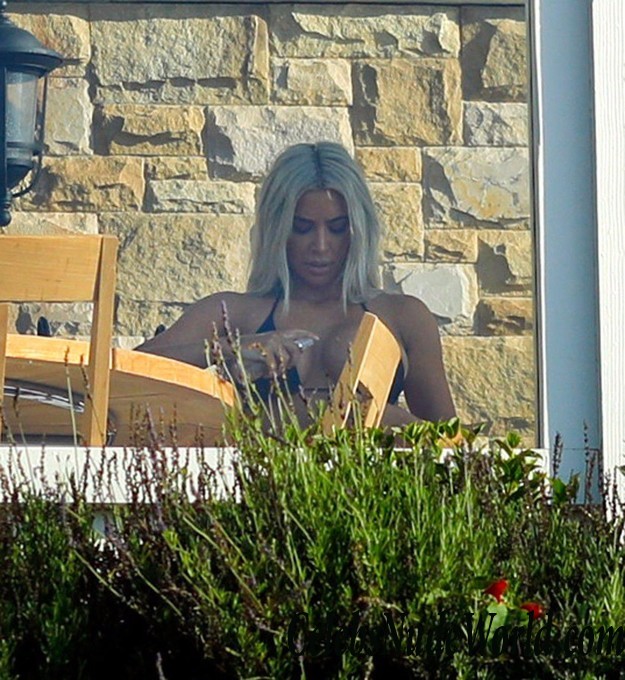 Kim Kardashian Wearing A Thong Bikini In Malibu 15364