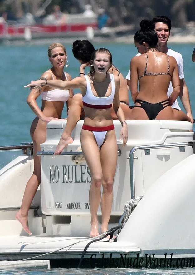 Halsey Wearing A White Thong Bikini On A Yacht 16056