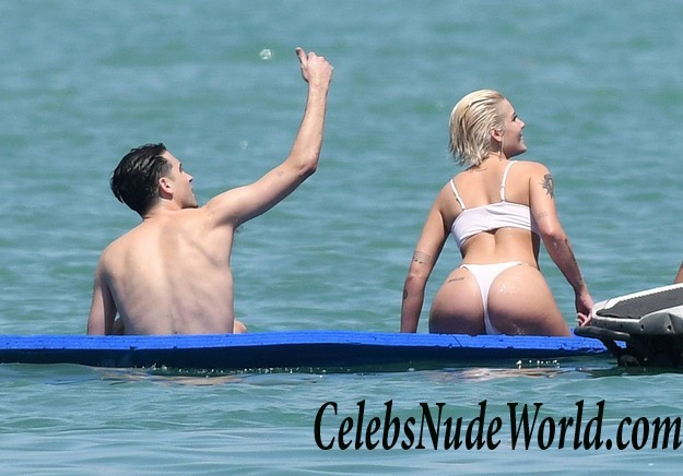Halsey Wearing A White Thong Bikini On A Yacht 16069