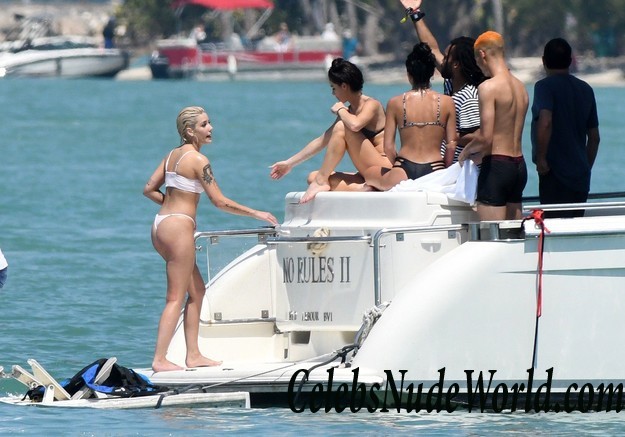 Halsey Wearing A White Thong Bikini On A Yacht 16074
