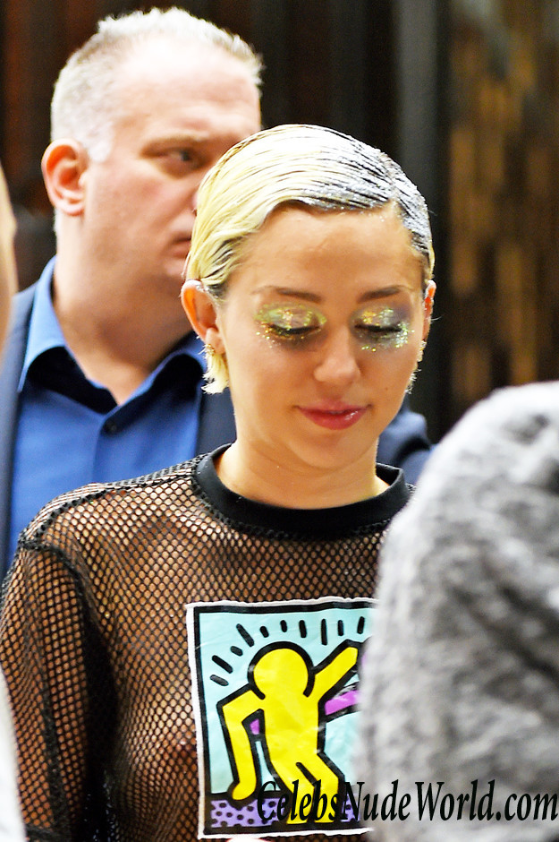 Miley Cyrus Wearing A See Through Shirt While Out In NY 22281