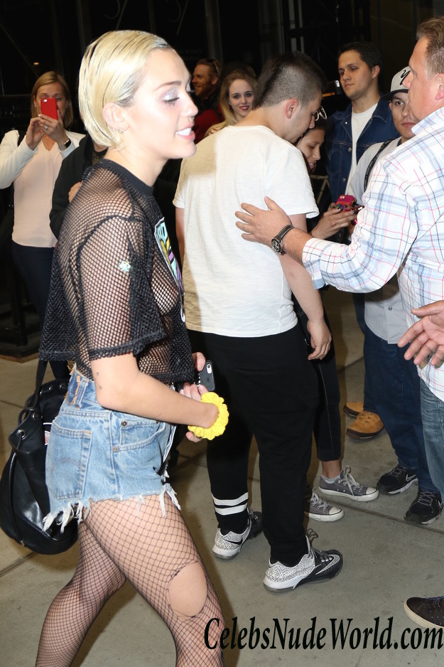 Miley Cyrus Wearing A See Through Shirt While Out In NY 22286