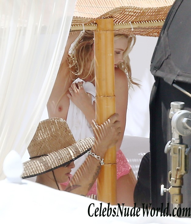 Elsa Hosk Nipples While Changing Outfits On A VS Photoshoot In Miami 22572