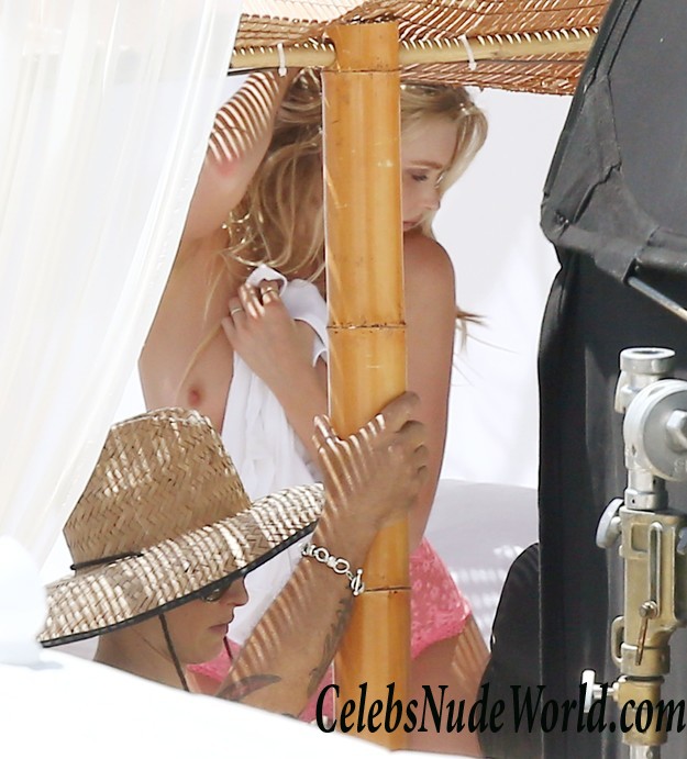 Elsa Hosk Nipples While Changing Outfits On A VS Photoshoot In Miami 22576