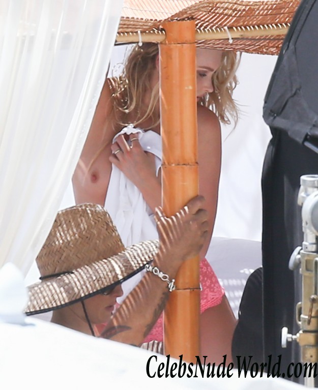 Elsa Hosk Nipples While Changing Outfits On A VS Photoshoot In Miami 22579