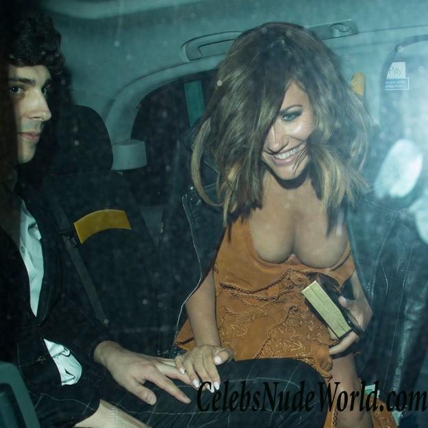 Caroline Flack Deep Cleavage & Nip Slip In London 23061
