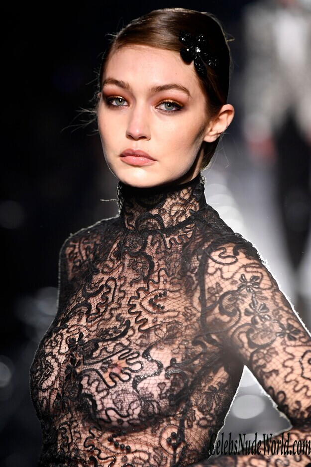 Bella Hadid See Thru To Boobs At AW20 Show 231921