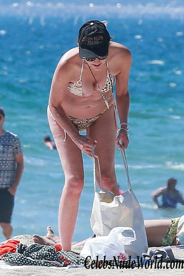 Sharon Stone Nipple Slip On A Beach In Venice 23251