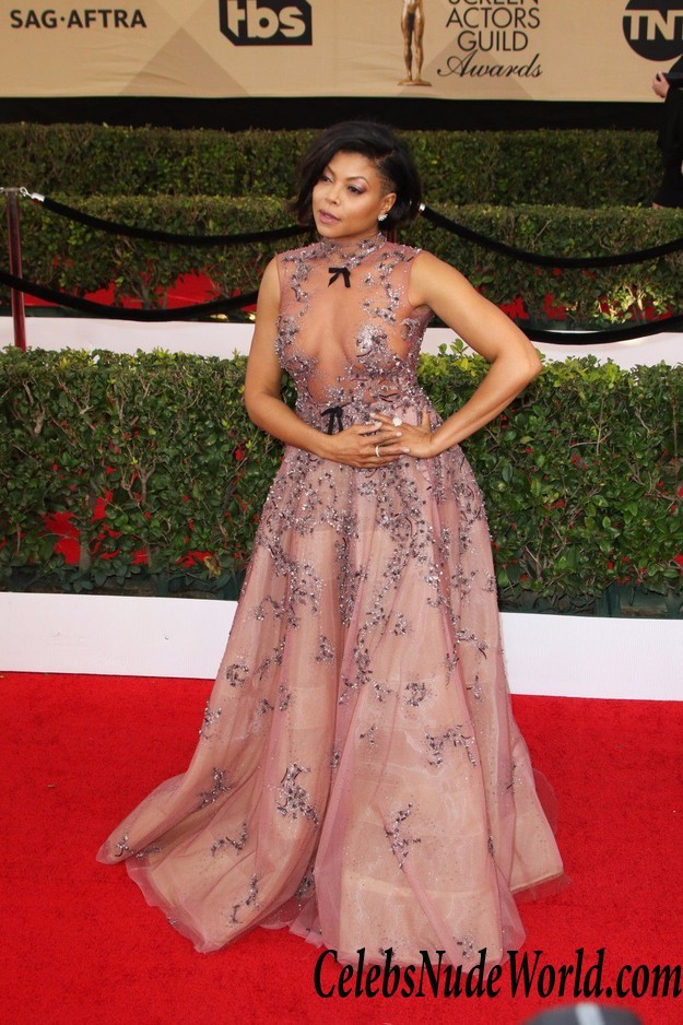 Taraji P. Henson See Through To Nipples At 23rd Annual SAG Awards In Los Angeles 23769