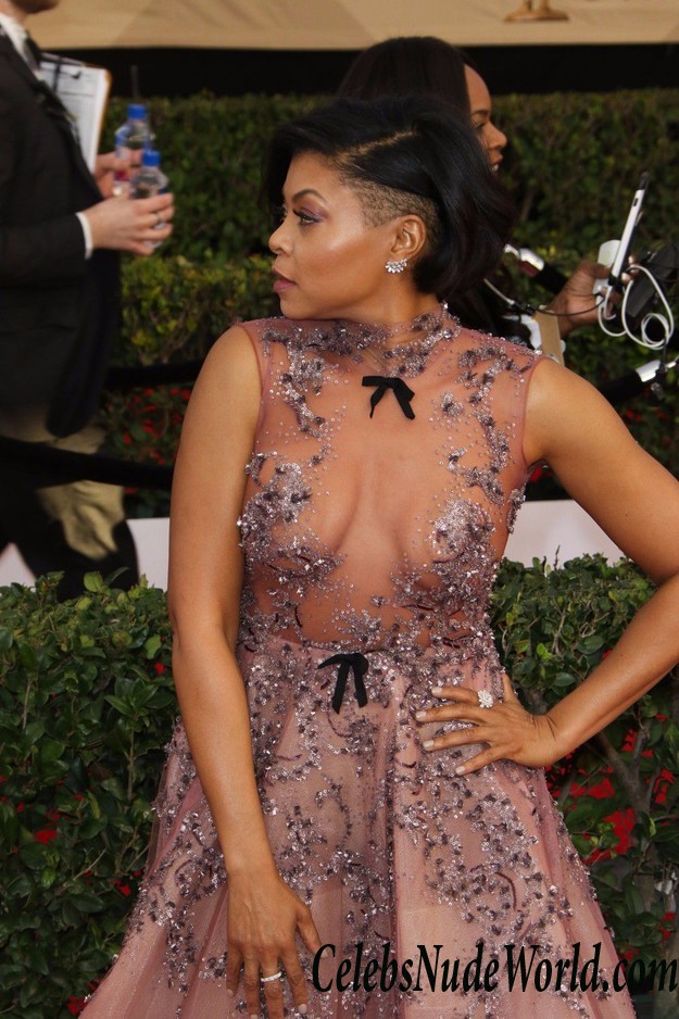 Taraji P. Henson See Through To Nipples At 23rd Annual SAG Awards In Los Angeles 23786