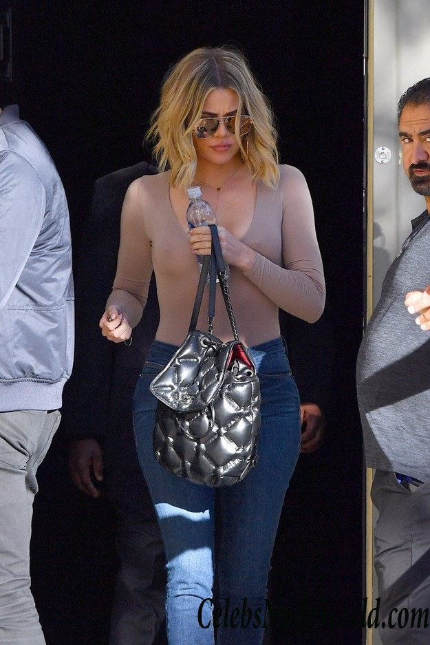 Khloe and Kourtney Kardashian Out And About In Braless, See Thru Blouse 23807