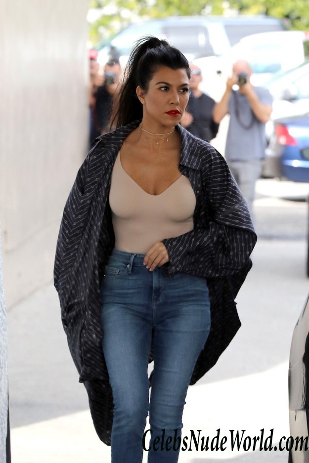 Kourtney Kardashian Braless Slight See Through & Pokies! 24071