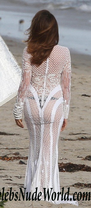 Cindy Crawford Braless In A See Through Dress Photoshoot In Malibu 24291