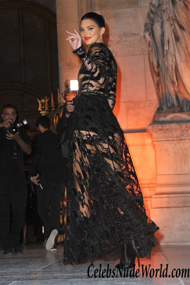 Kendall Jenner Wearing A See Thru Dress In Paris 24613