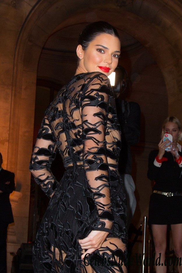 Kendall Jenner Wearing A See Thru Dress In Paris 24616