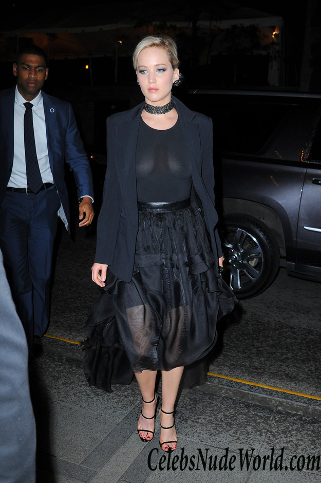 Jennifer Lawrence Braless In See Through Top In Manhattan 24744