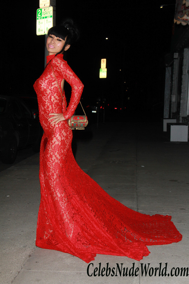 Bai Ling Going To A Valentine&#8217;s Day Party Braless And Pantyless In A See Through Dress 24872