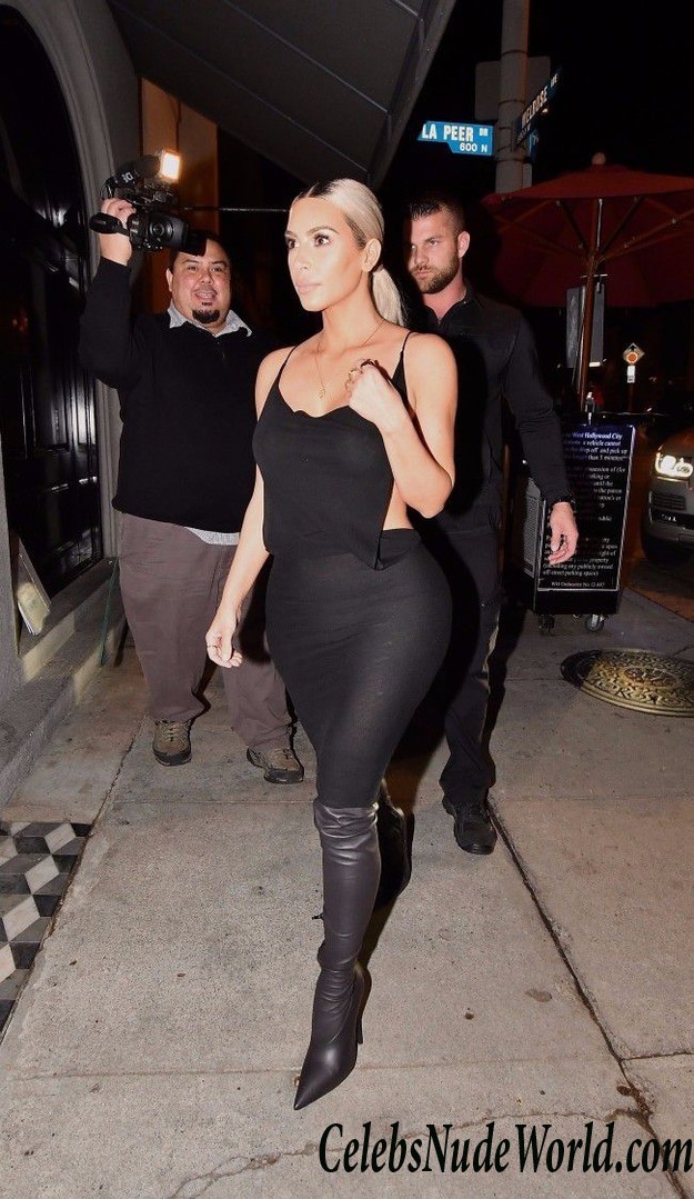 Kim Kardashian In A Sheer Black Dress For A Night Out 25657