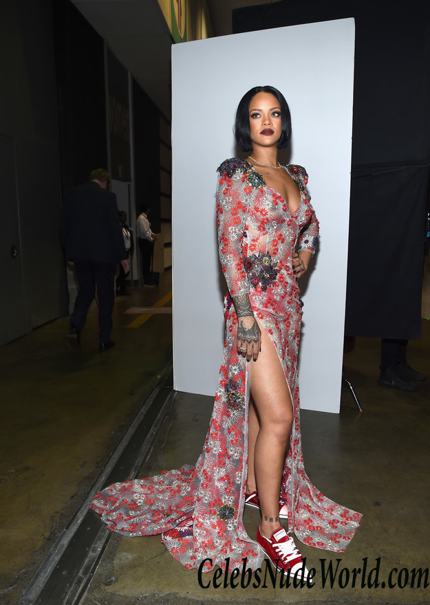 Rihanna Braless In A See Through Dress At Musicares Person Of Yhe Year In La Photo 25748