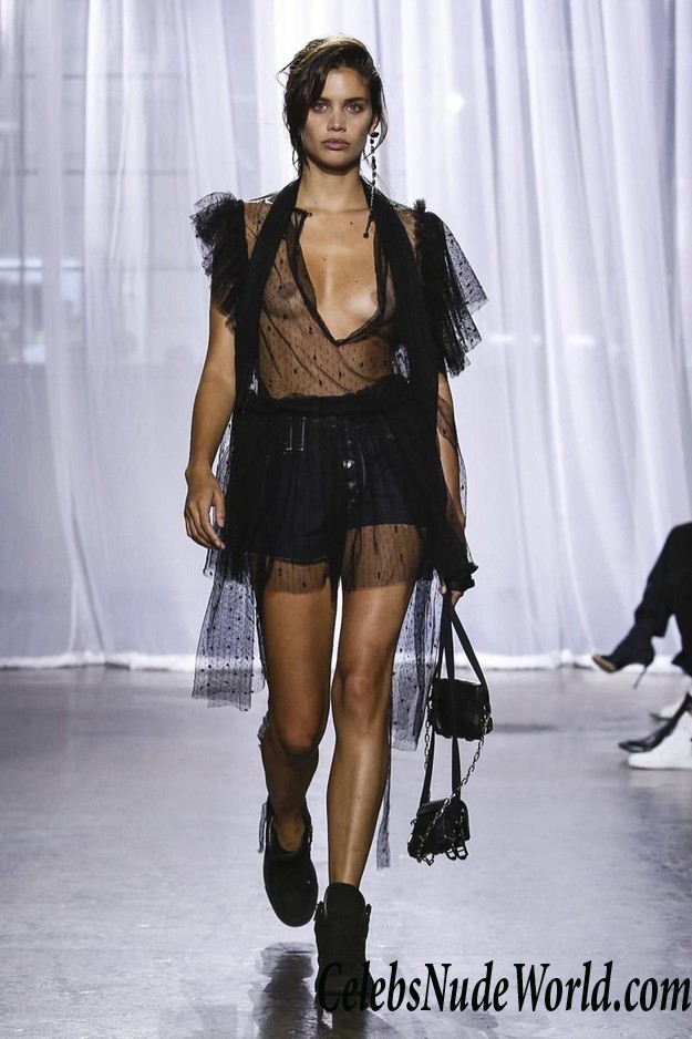 Sara Sampaio See Thru To Boobs On The Runway In NY 25946