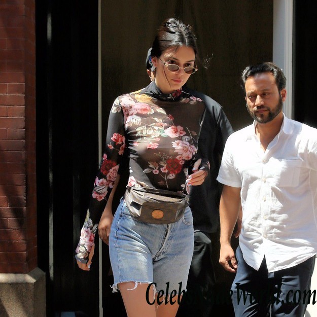 Kendall Jenner Wearing A See Thru Top While Out In NYC 25977