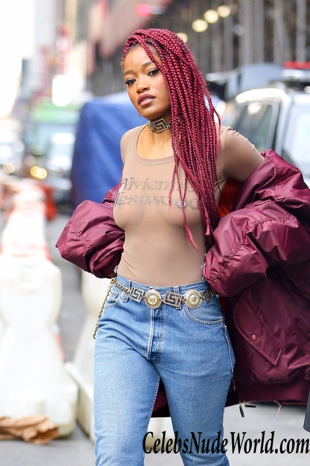 Keke Palmer In A See Through Lace Sheer Top In New York 26128