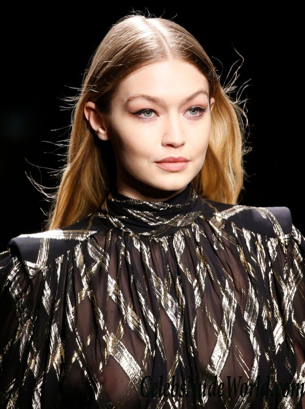 Gigi Hadid See Thru Dress And No Bra On The Runway In Milan 26205