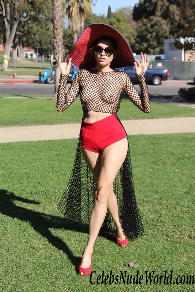 fishnet top no bra