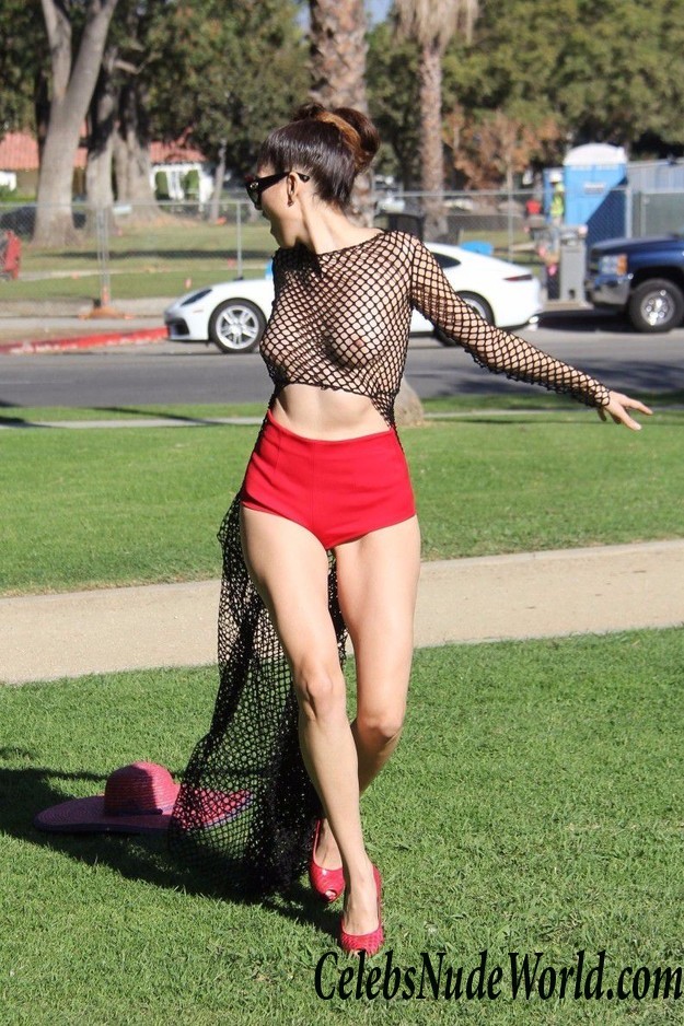 Blanca Blanco Wearing A Fishnet Top And No Bra In The Park In LA 26548