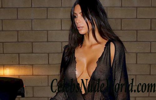 Kim Kardashian Braless In Sheer Top 27147