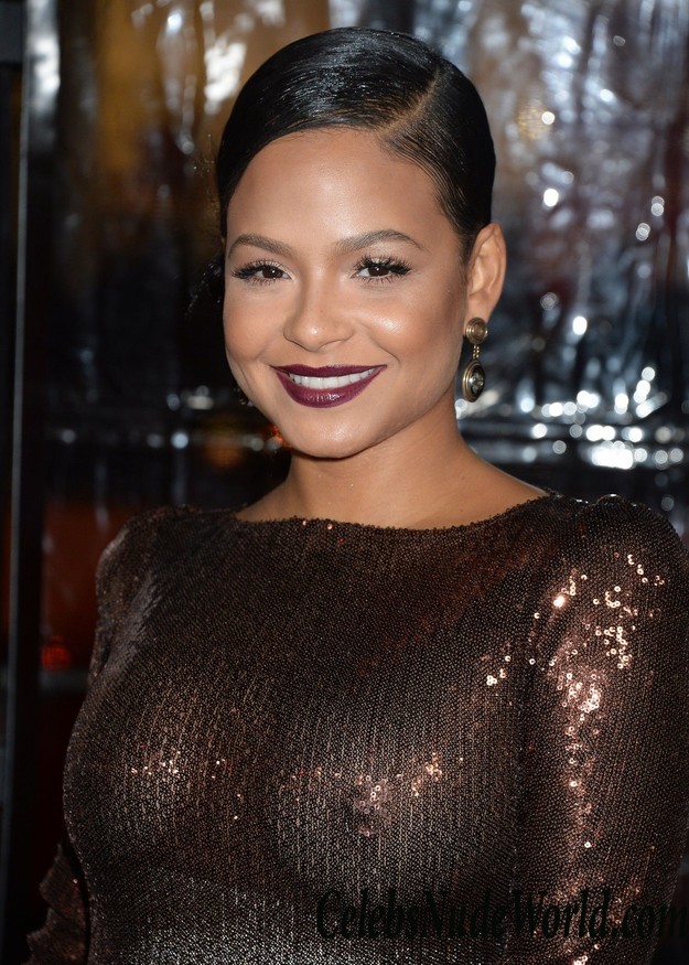 Christina Milian Braless In A See Through ish Dress In Hollywood 27587