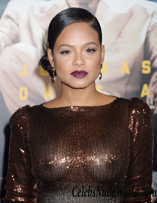 Christina Milian Braless In A See Through ish Dress In Hollywood 27592