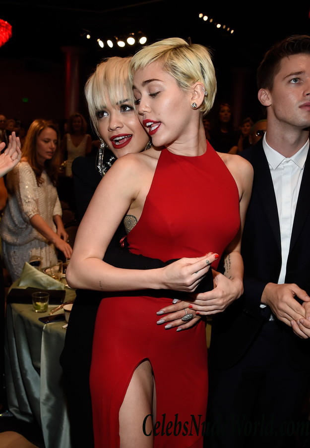 Miley Cyrus Braless Pokies and Possibly Pantyless At The Pre Grammy Party 31683