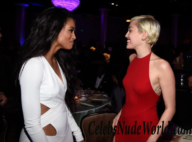 Miley Cyrus Braless Pokies and Possibly Pantyless At The Pre Grammy Party 31690