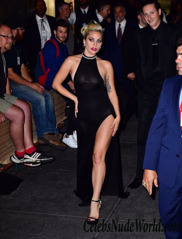 Lady Gaga Wearing A Black See Through Dress In NYC 31762