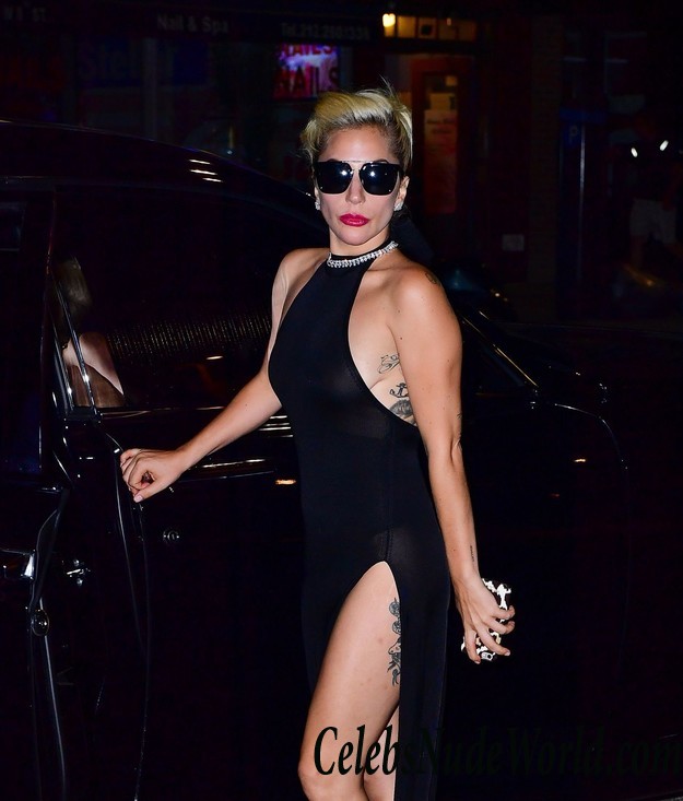 Lady Gaga Wearing A Black See Through Dress In NYC 31763