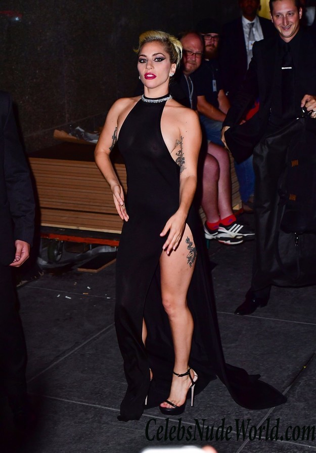 Lady Gaga Wearing A Black See Through Dress In NYC 31772