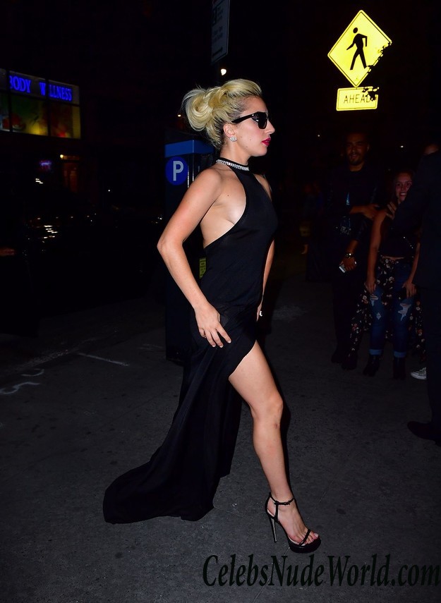 Lady Gaga Wearing A Black See Through Dress In NYC 31776
