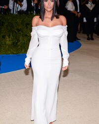 Busty Kim Kardashian in a White Dress