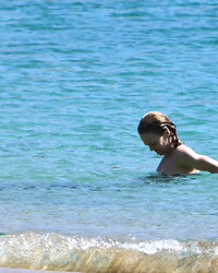 Vanessa Paradis at a beach