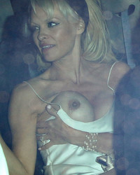 Pamela Anderson Boob And Nipple Slip at Chateau Marmont