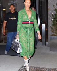 Rihanna Braless In See Through Dress While Out And About In NY