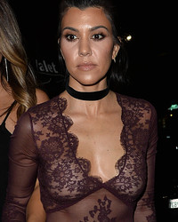 Kourtney Kardashian Braless In A See Through Top At The Nice Guy In West Hollywood