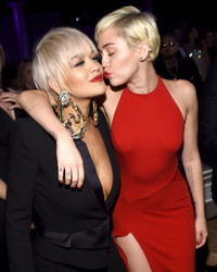 Miley Cyrus Braless Pokies and Possibly Pantyless At The Pre Grammy Party