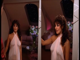 Marina Sirtis  nipslip, hot scene  in Star Trek 13