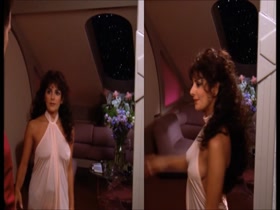 Marina Sirtis  nipslip, hot scene  in Star Trek 15