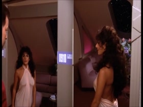 Marina Sirtis  nipslip, hot scene  in Star Trek 4