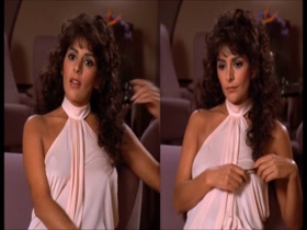 Marina Sirtis  nipslip, hot scene  in Star Trek 6