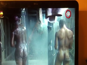 JJ from African Big brother B having a BIG shower with girl 2