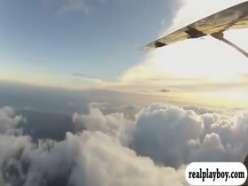 Hot babes boar hunting and try out sky diving while naked 12
